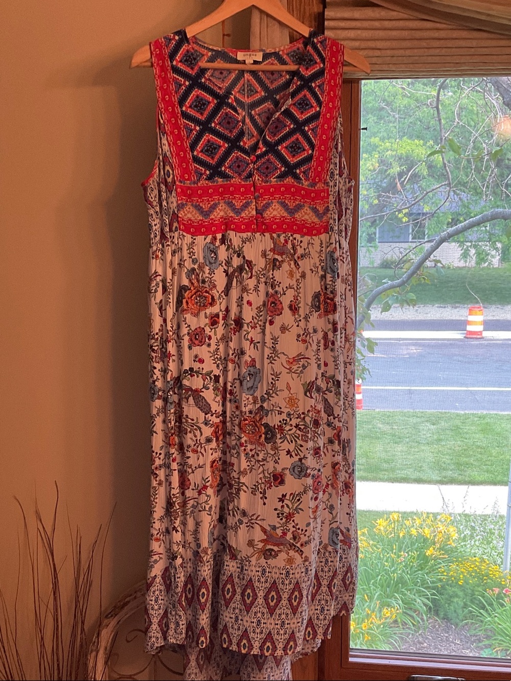 Umgee Floral Sleeveless MIDI Dress L